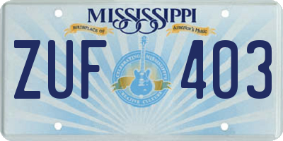 MS license plate ZUF403