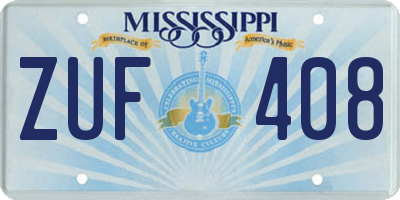 MS license plate ZUF408