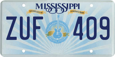 MS license plate ZUF409