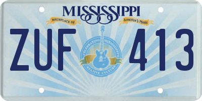 MS license plate ZUF413