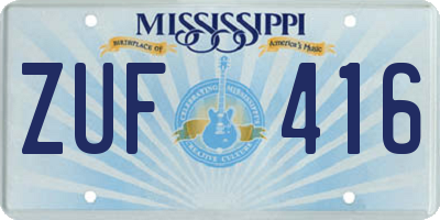 MS license plate ZUF416