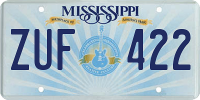 MS license plate ZUF422