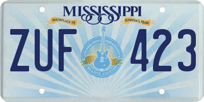 MS license plate ZUF423