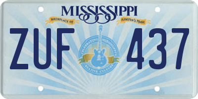MS license plate ZUF437