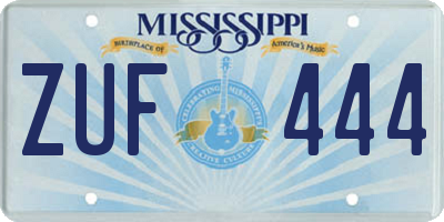 MS license plate ZUF444
