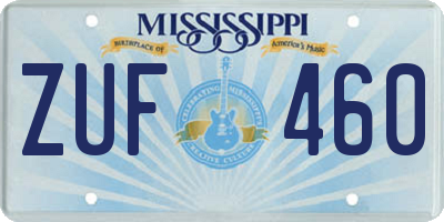 MS license plate ZUF460
