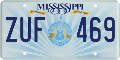 MS license plate ZUF469
