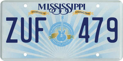 MS license plate ZUF479