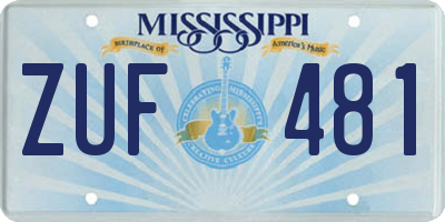 MS license plate ZUF481