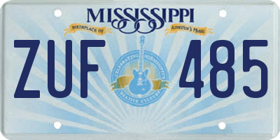 MS license plate ZUF485