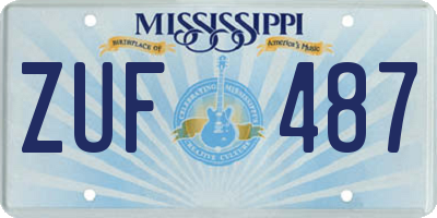 MS license plate ZUF487