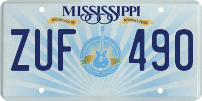 MS license plate ZUF490