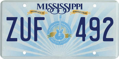 MS license plate ZUF492