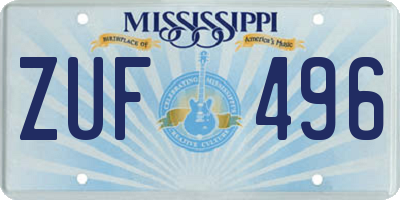 MS license plate ZUF496