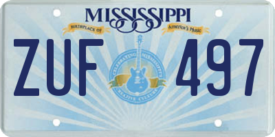 MS license plate ZUF497