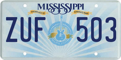 MS license plate ZUF503