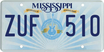 MS license plate ZUF510