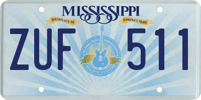 MS license plate ZUF511