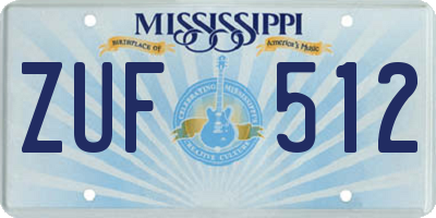 MS license plate ZUF512