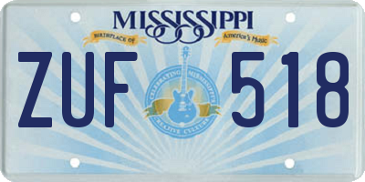 MS license plate ZUF518