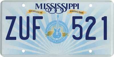 MS license plate ZUF521