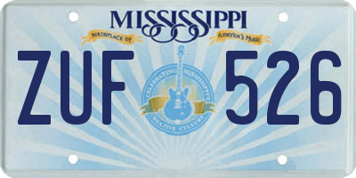 MS license plate ZUF526
