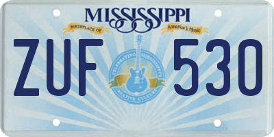 MS license plate ZUF530