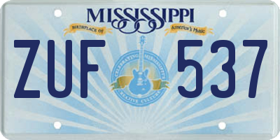 MS license plate ZUF537