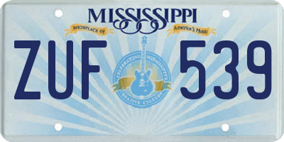 MS license plate ZUF539