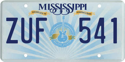 MS license plate ZUF541