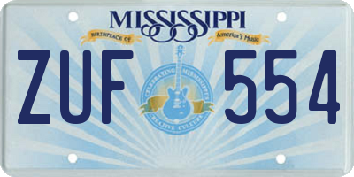 MS license plate ZUF554