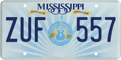 MS license plate ZUF557