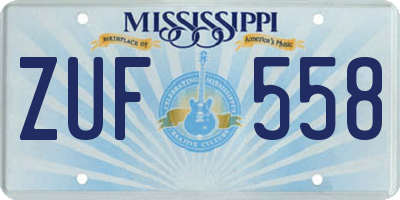 MS license plate ZUF558