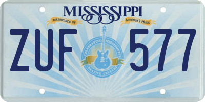 MS license plate ZUF577
