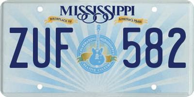MS license plate ZUF582