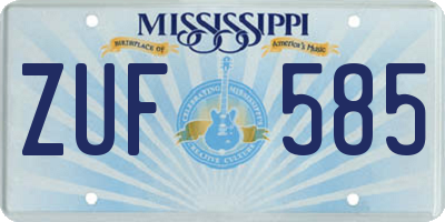 MS license plate ZUF585