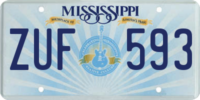 MS license plate ZUF593