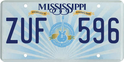 MS license plate ZUF596