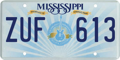 MS license plate ZUF613