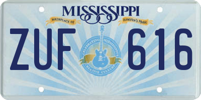 MS license plate ZUF616