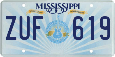 MS license plate ZUF619