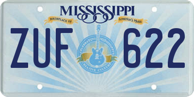 MS license plate ZUF622