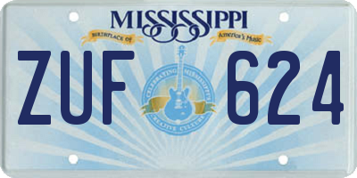 MS license plate ZUF624