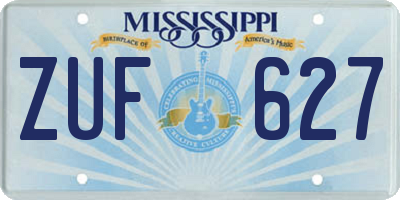 MS license plate ZUF627