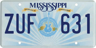 MS license plate ZUF631