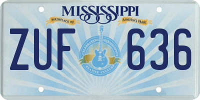 MS license plate ZUF636