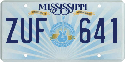 MS license plate ZUF641