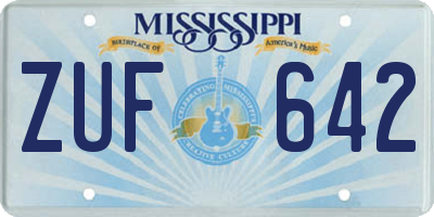 MS license plate ZUF642
