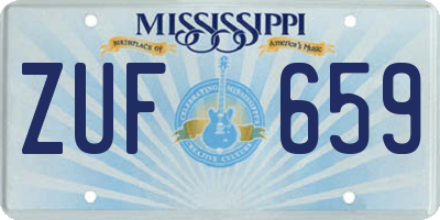 MS license plate ZUF659