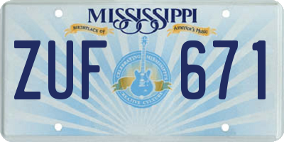 MS license plate ZUF671